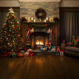 Christmas Rustic Living Room Tree Backdrop RR8-166