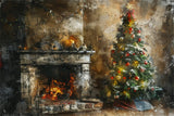 Christmas Artistic Rustic Fireplace Backdrop RR8-171