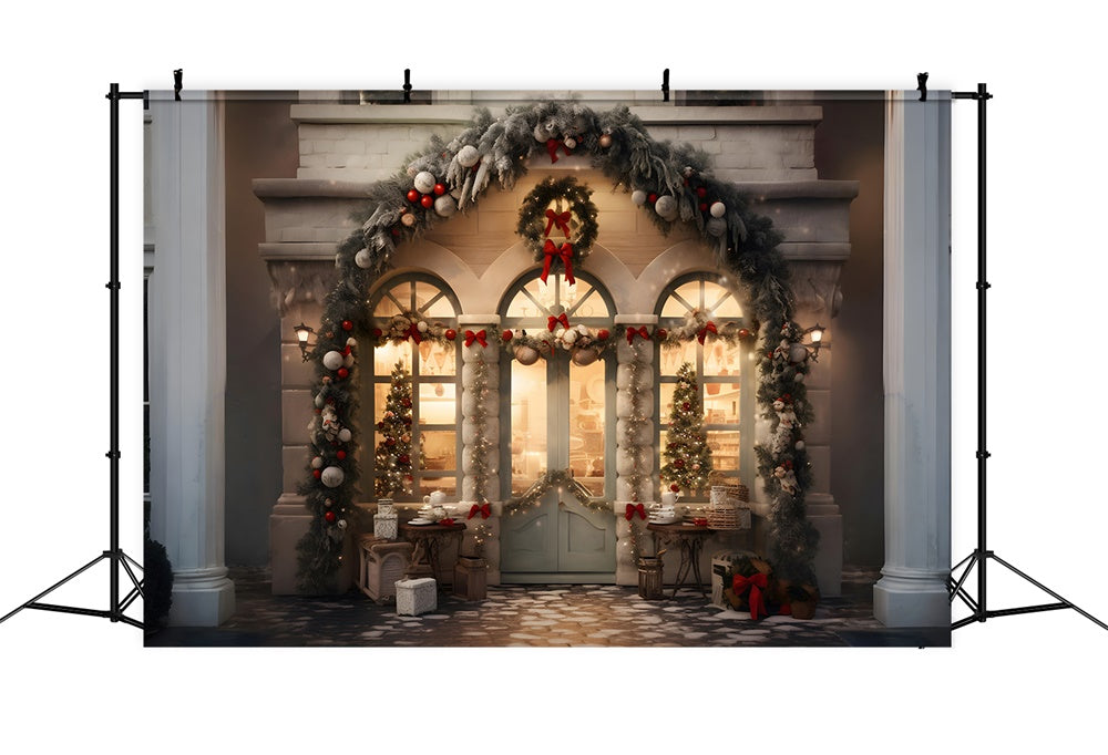 Christmas Shop Window Wreath Backdrop RR8-175