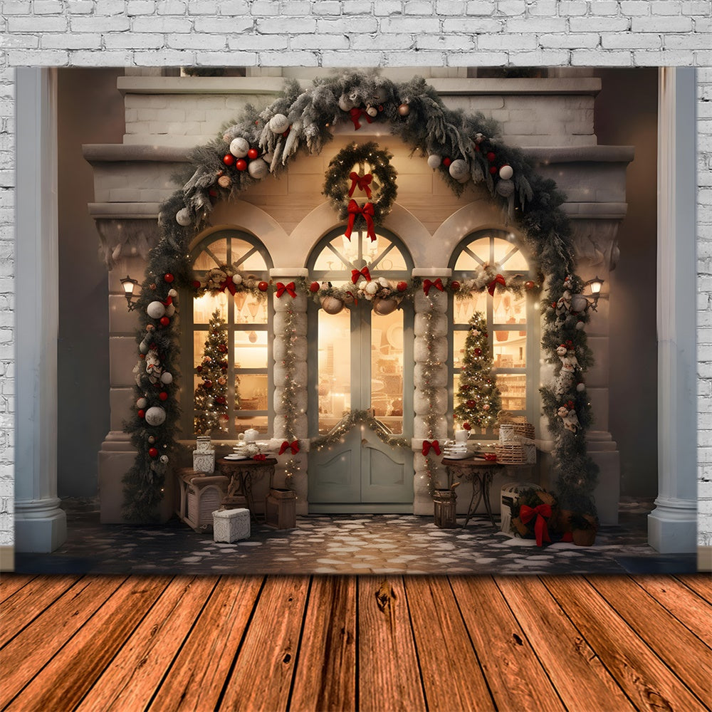 Christmas Shop Window Wreath Backdrop RR8-175