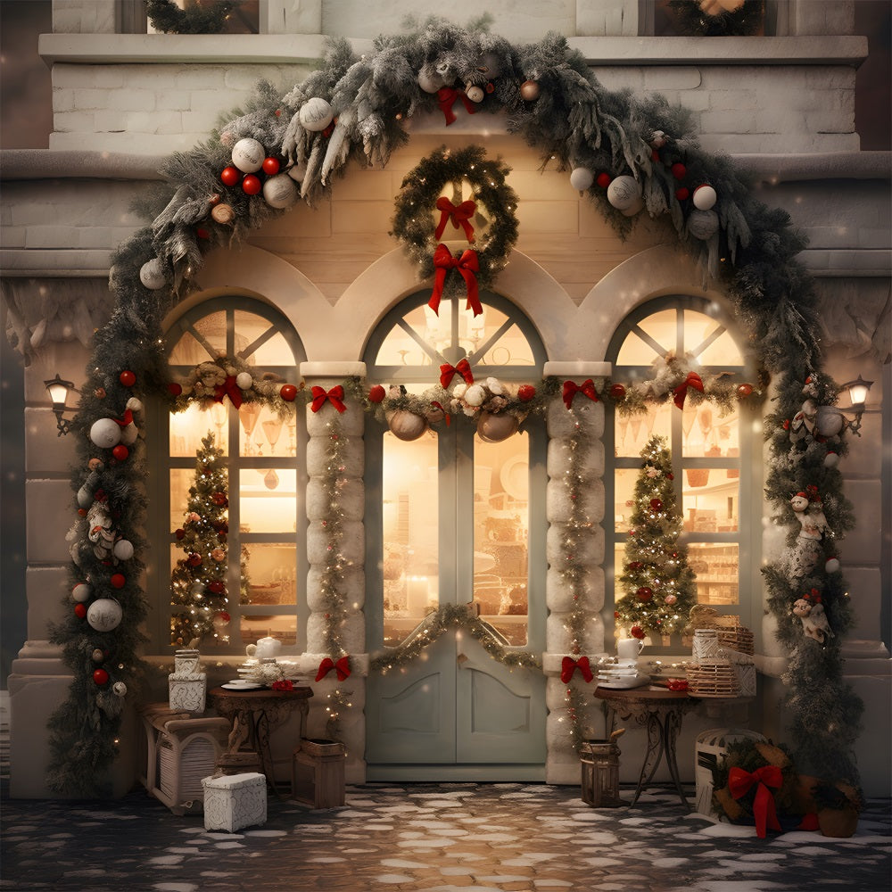 Christmas Shop Window Wreath Backdrop RR8-175