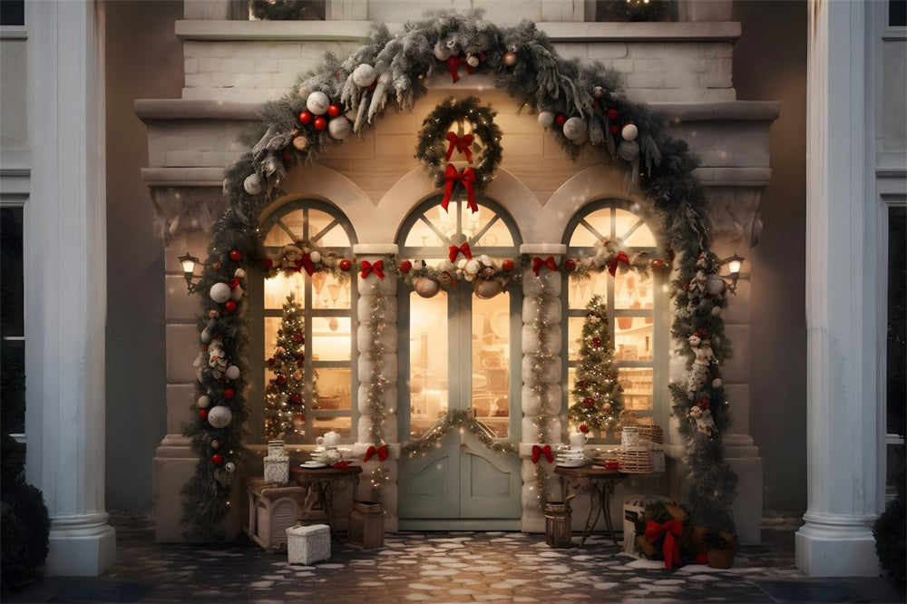 Christmas Shop Window Wreath Backdrop RR8-175