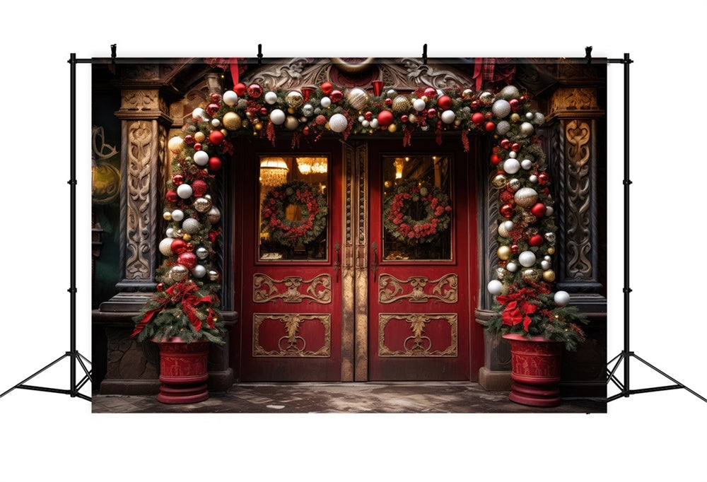 Christmas Arched Entrance Ornaments Backdrop RR8-176