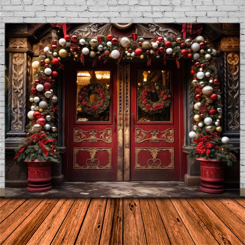 Christmas Arched Entrance Ornaments Backdrop RR8-176