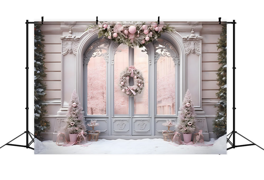 Christmas Pink Decorated Entrance Backdrop RR8-177