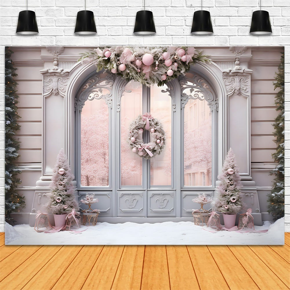 Christmas Pink Decorated Entrance Backdrop RR8-177