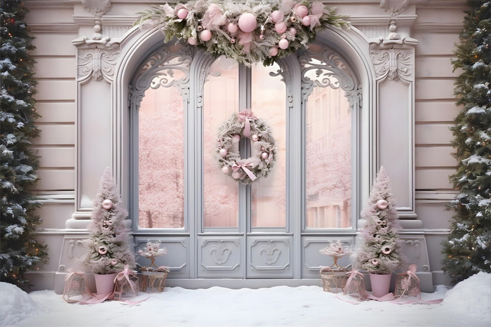 Christmas Pink Decorated Entrance Backdrop RR8-177