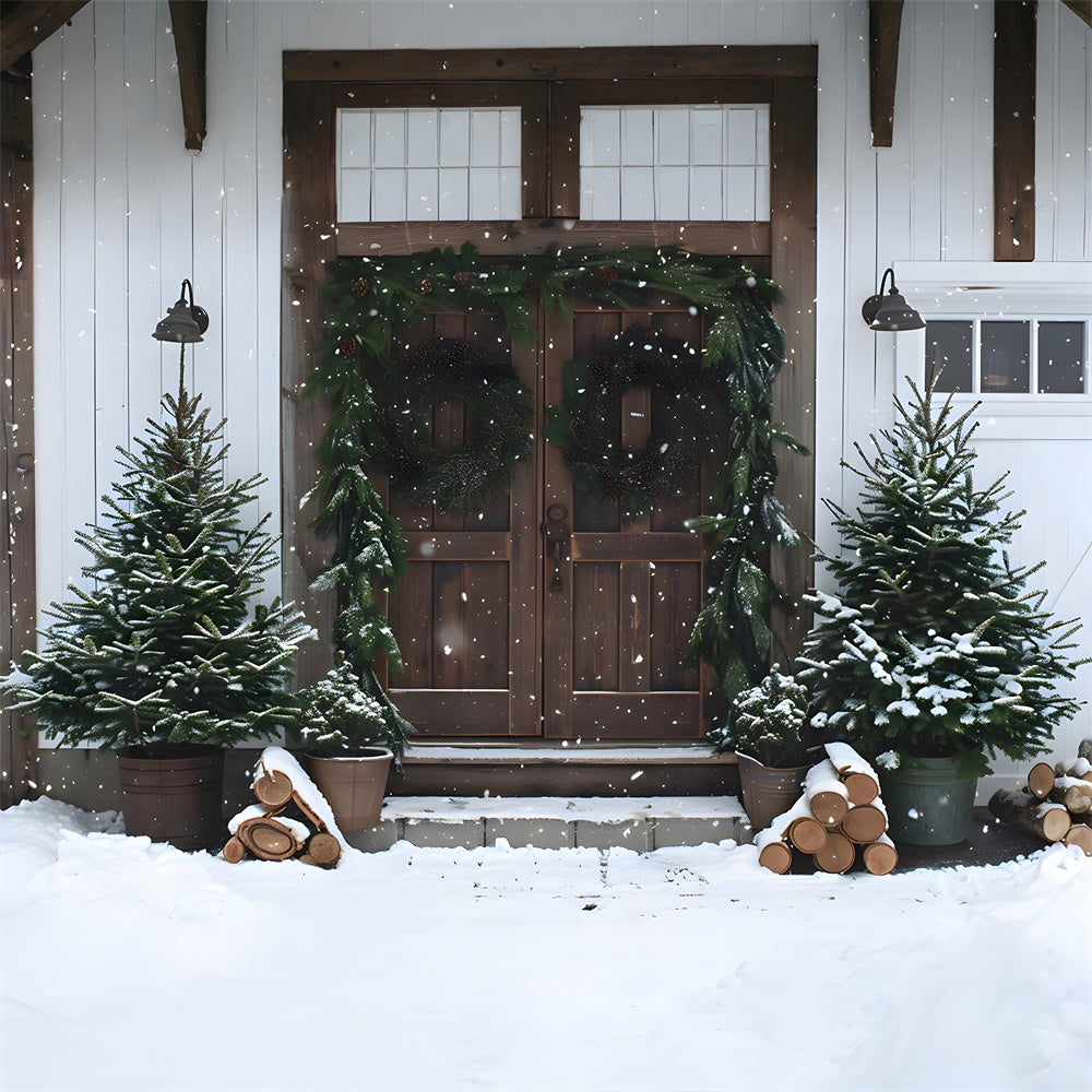 Christmas Trees Wreath Wood Door Backdrop RR8-18