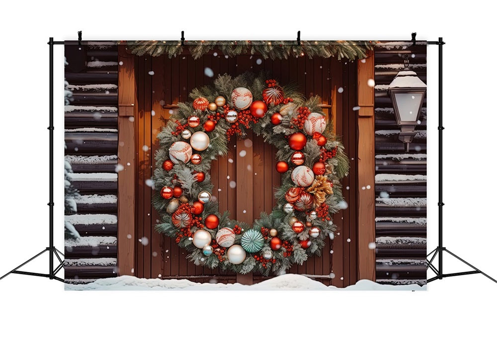 Christmas Elegant Wreath Wooden Door Backdrop RR8-181