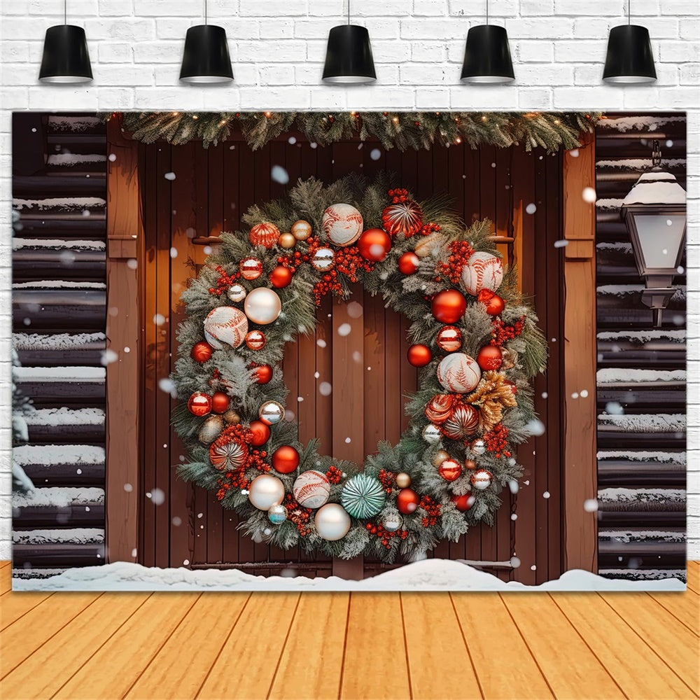 Christmas Elegant Wreath Wooden Door Backdrop RR8-181