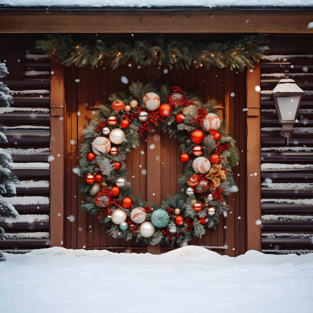 Christmas Elegant Wreath Wooden Door Backdrop RR8-181