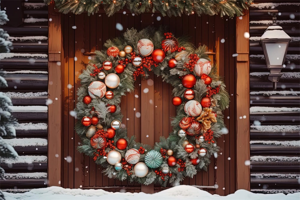 Christmas Elegant Wreath Wooden Door Backdrop RR8-181