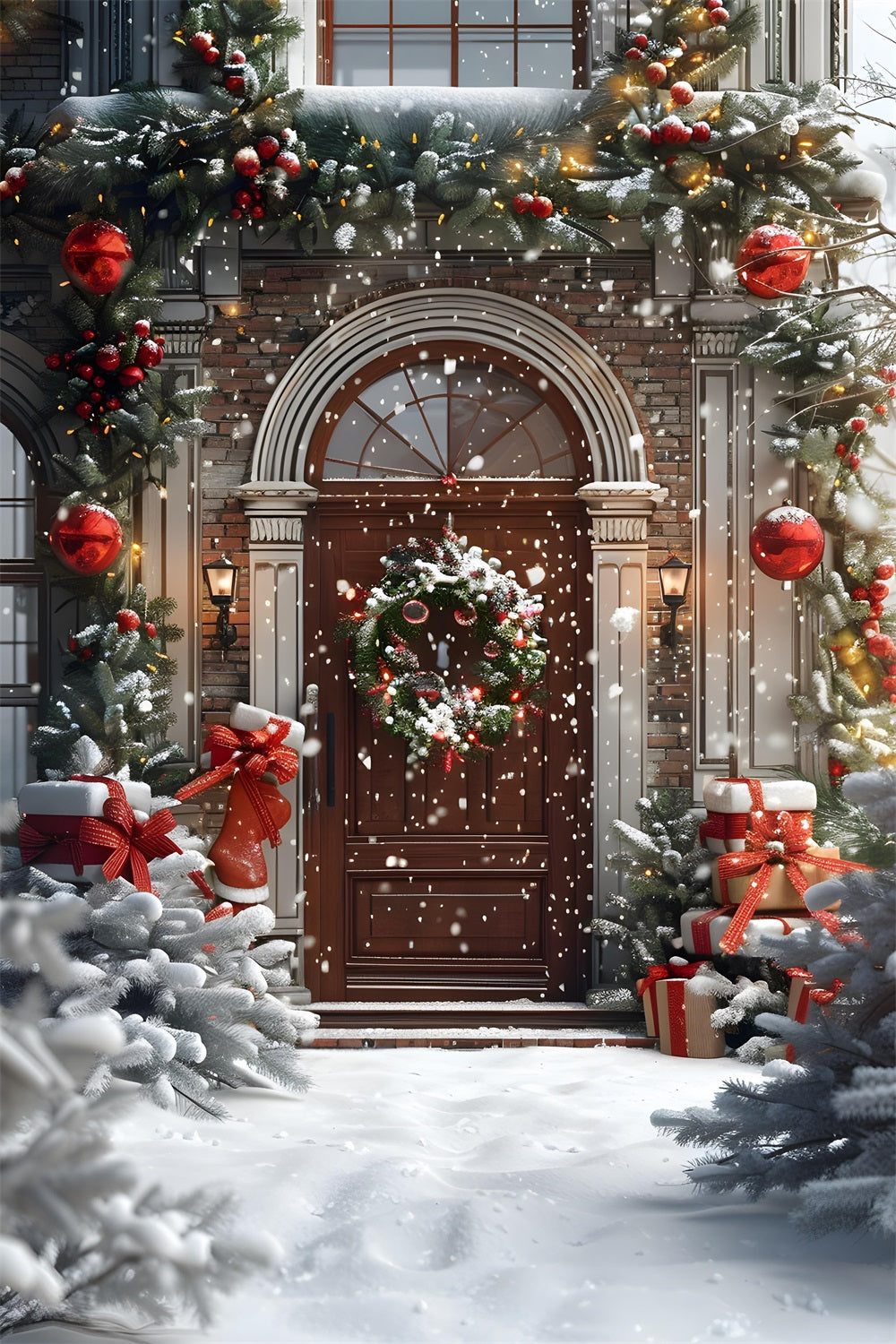 Christmas Festive Home Entrance Gifts Backdrop RR8-182