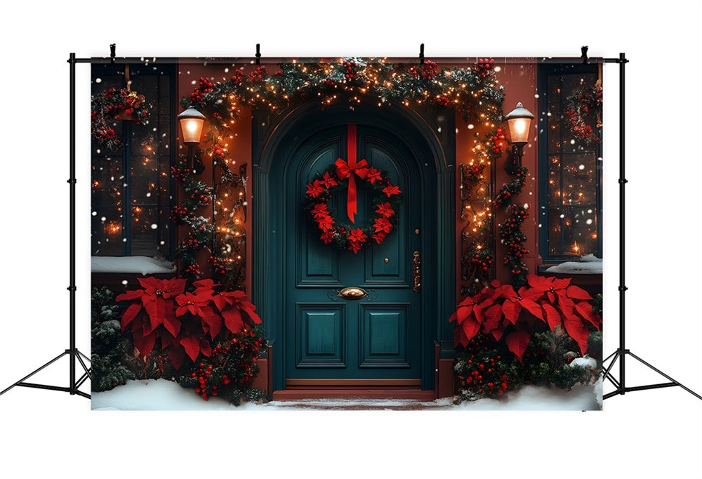 Christmas Sparkling Red Green Entrance Backdrop RR8-185