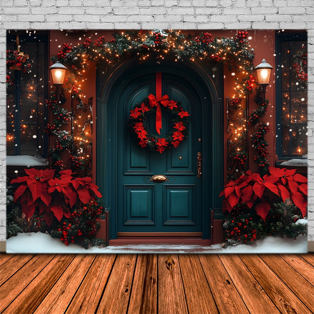 Christmas Sparkling Red Green Entrance Backdrop RR8-185