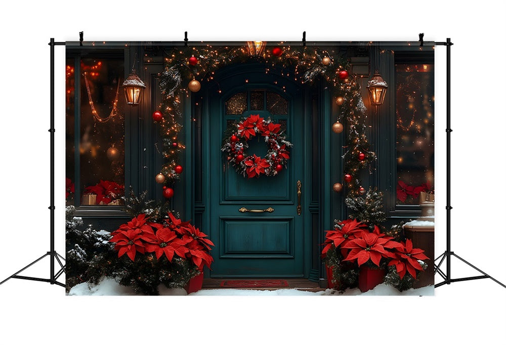 Christmas Wreath Adorned Door Backdrop RR8-186