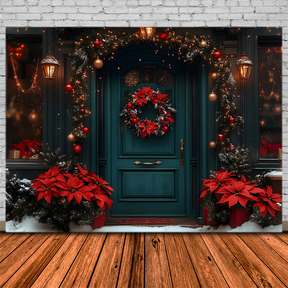 Christmas Wreath Adorned Door Backdrop RR8-186