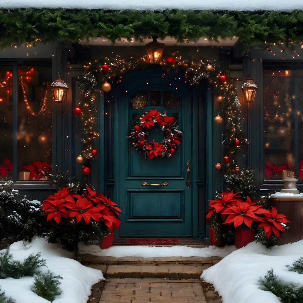 Christmas Wreath Adorned Door Backdrop RR8-186