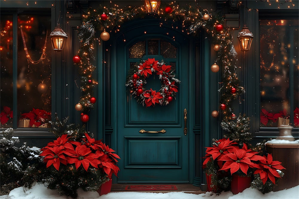 Christmas Wreath Adorned Door Backdrop RR8-186