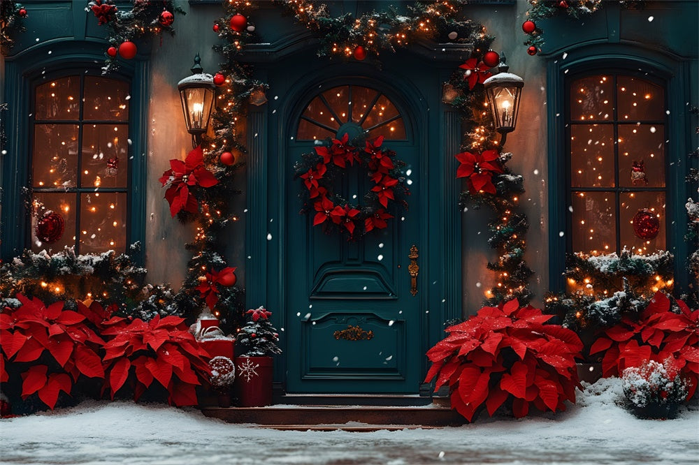 Christmas Festive Red Green Doorway Backdrop RR8-187