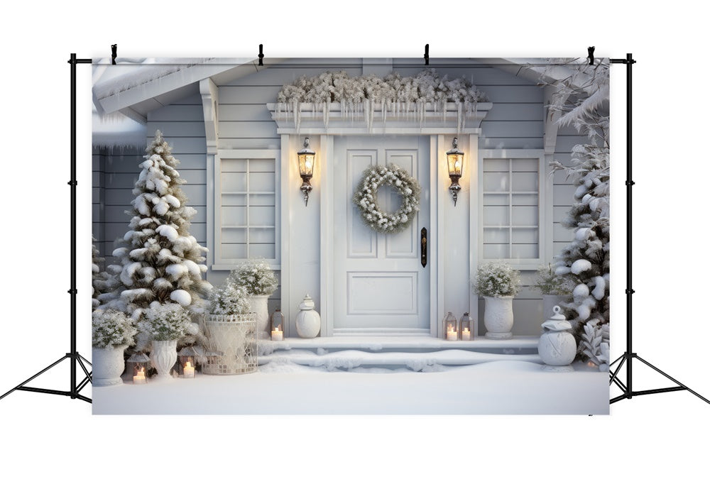 Christmas Winter White Cottage Backdrop RR8-188