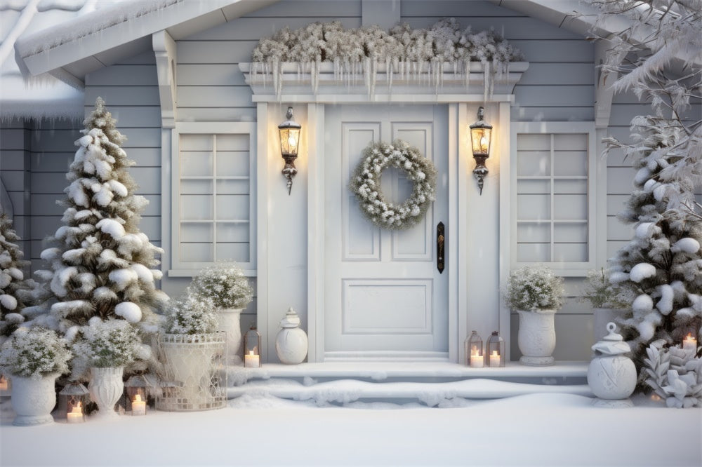 Christmas Winter White Cottage Backdrop RR8-188