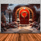 Christmas Cozy Red Door Entrance Backdrop RR8-189