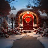 Christmas Cozy Red Door Entrance Backdrop RR8-189