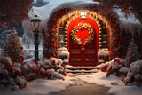 Christmas Cozy Red Door Entrance Backdrop RR8-189