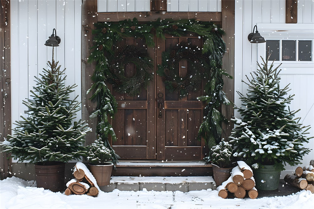 Christmas Trees Wreath Wood Door Backdrop RR8-18