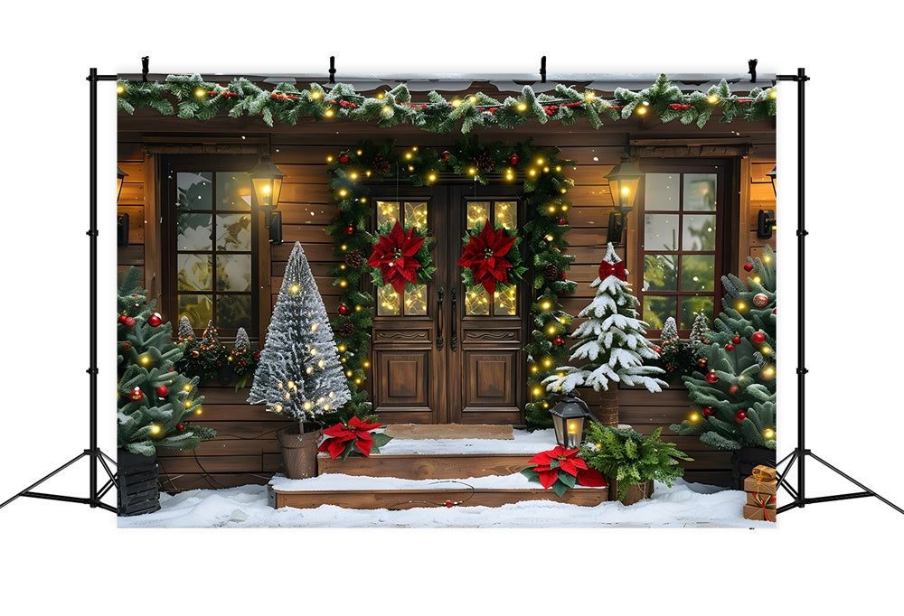 Christmas Night Trees Lights Door Backdrop RR8-19