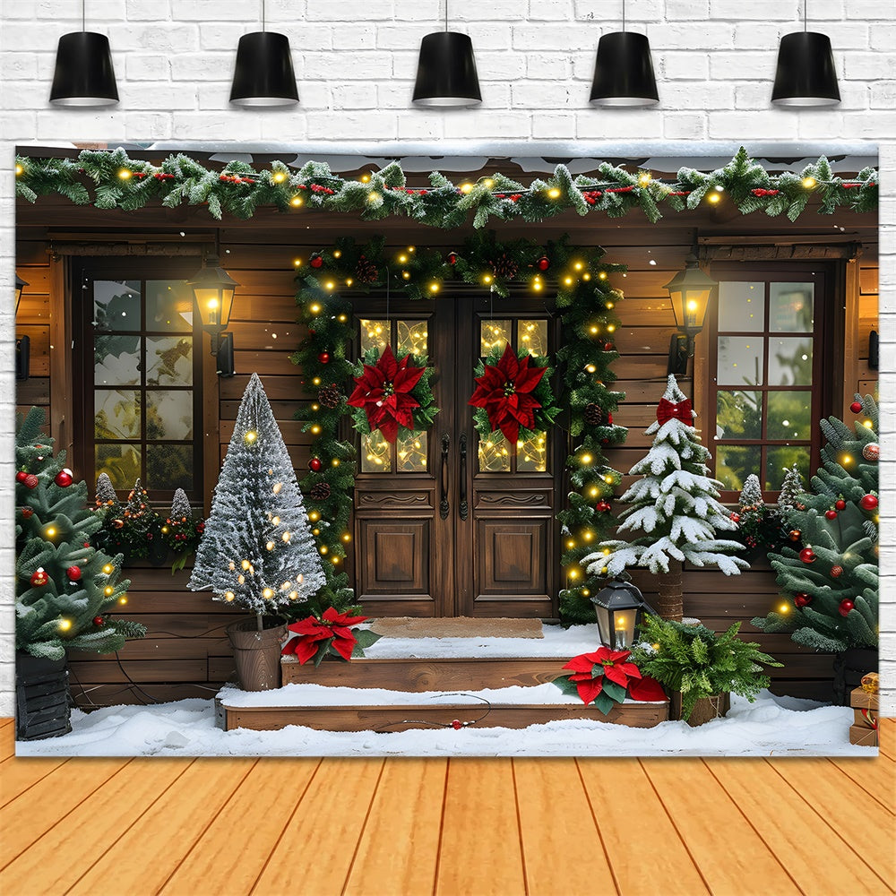 Christmas Night Trees Lights Door Backdrop RR8-19