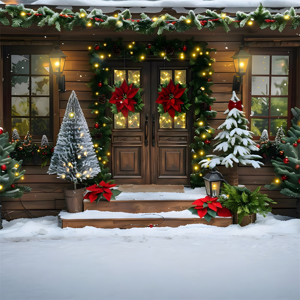 Christmas Night Trees Lights Door Backdrop RR8-19