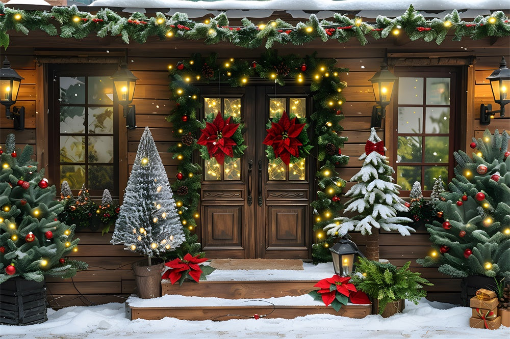 Christmas Night Trees Lights Door Backdrop RR8-19