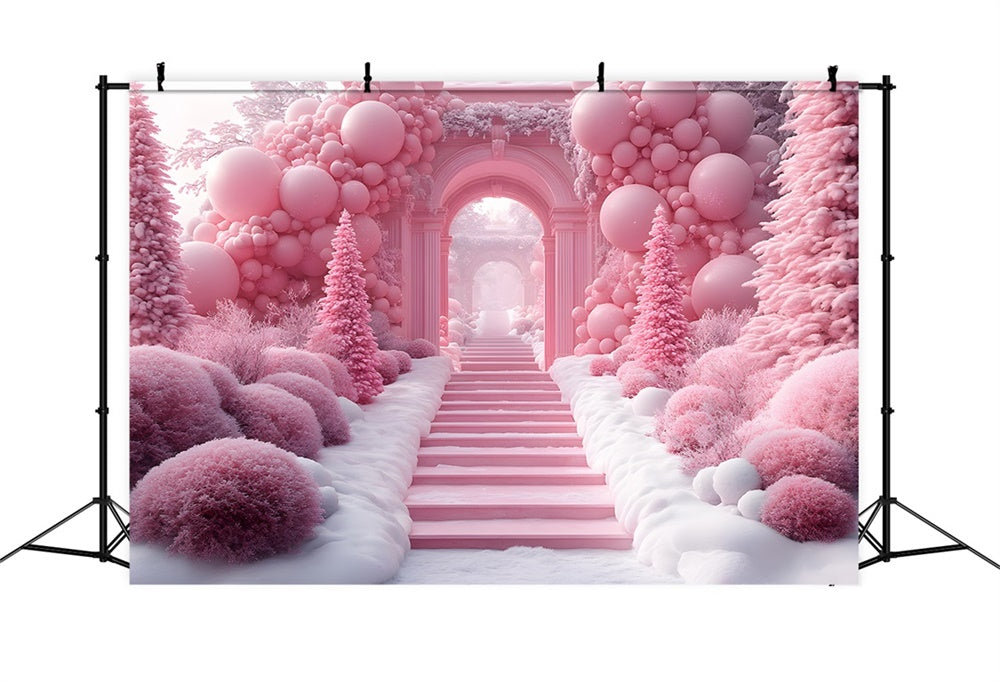 Christmas Pink Balloon Wonderland Backdrop RR8-192