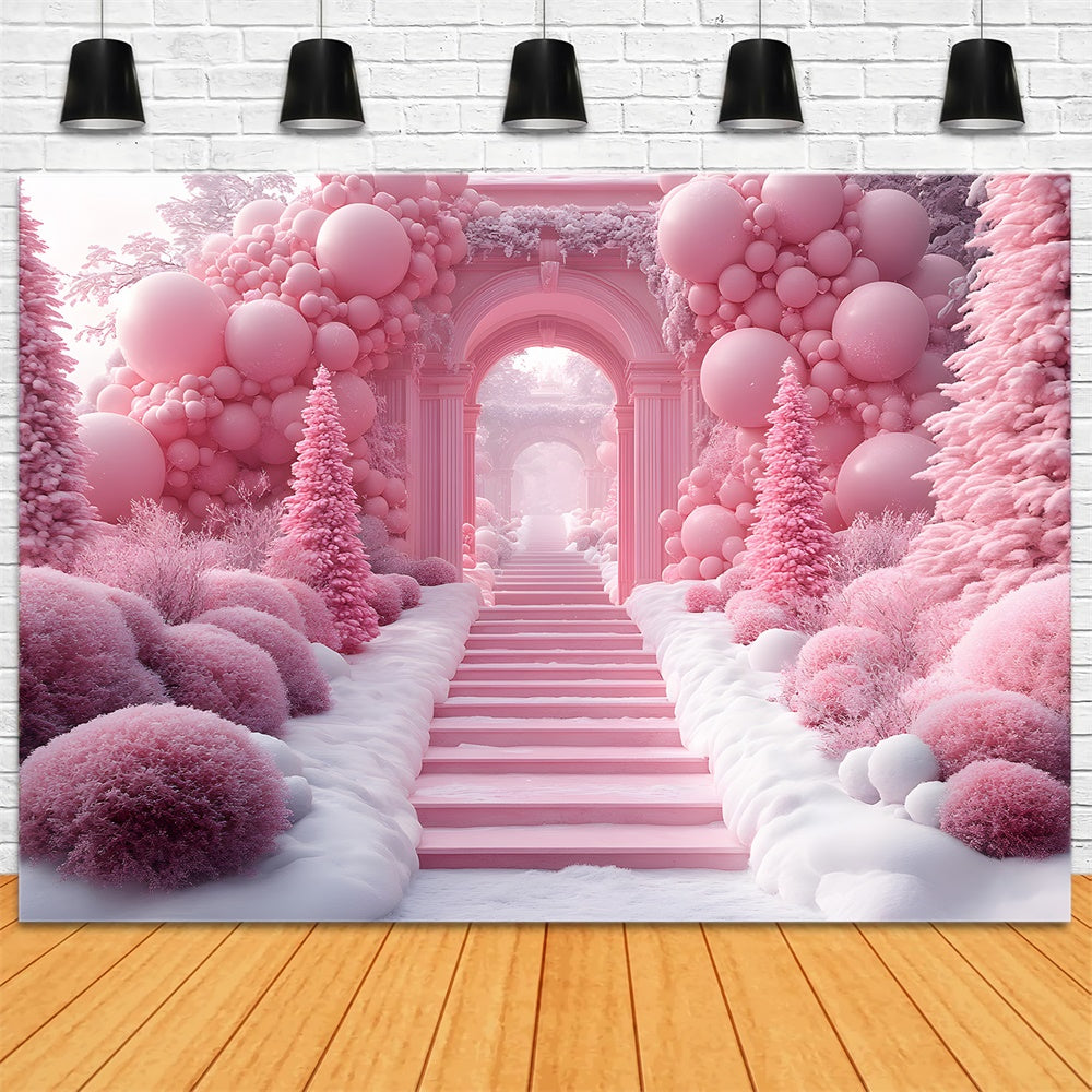 Christmas Pink Balloon Wonderland Backdrop RR8-192