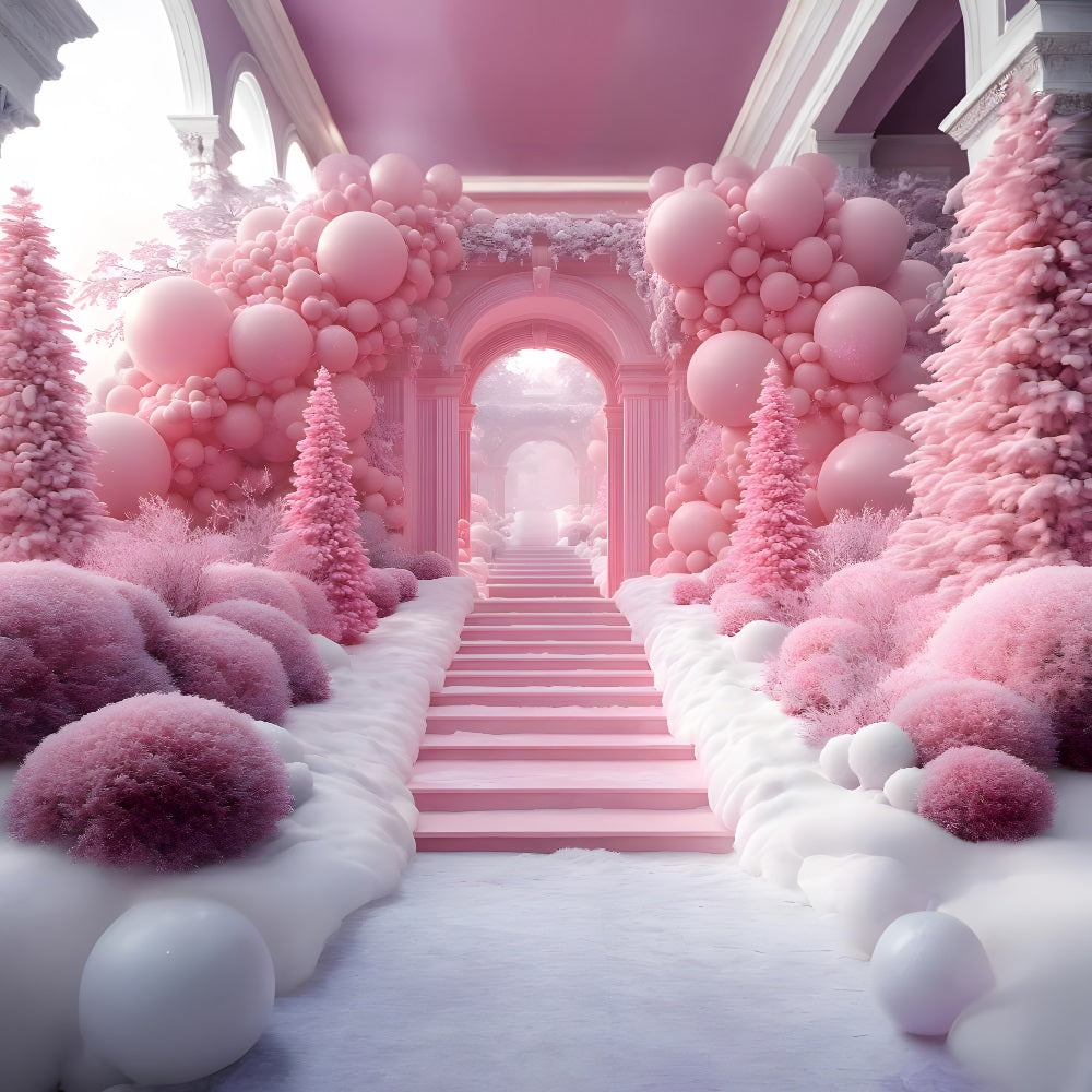 Christmas Pink Balloon Wonderland Backdrop RR8-192