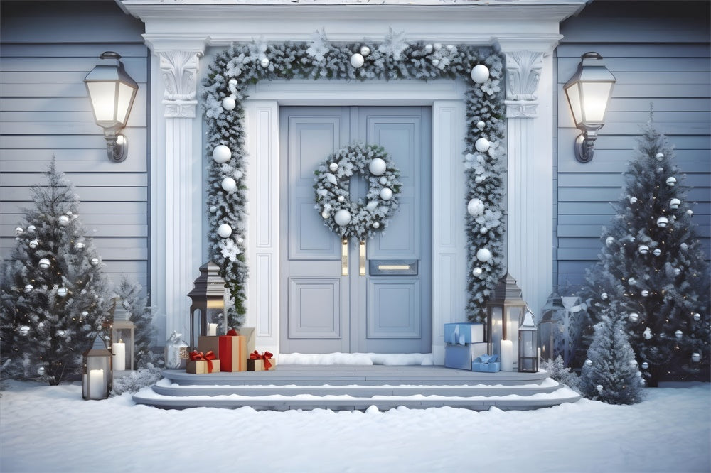 Christmas White Door Decorations Backdrop RR8-198