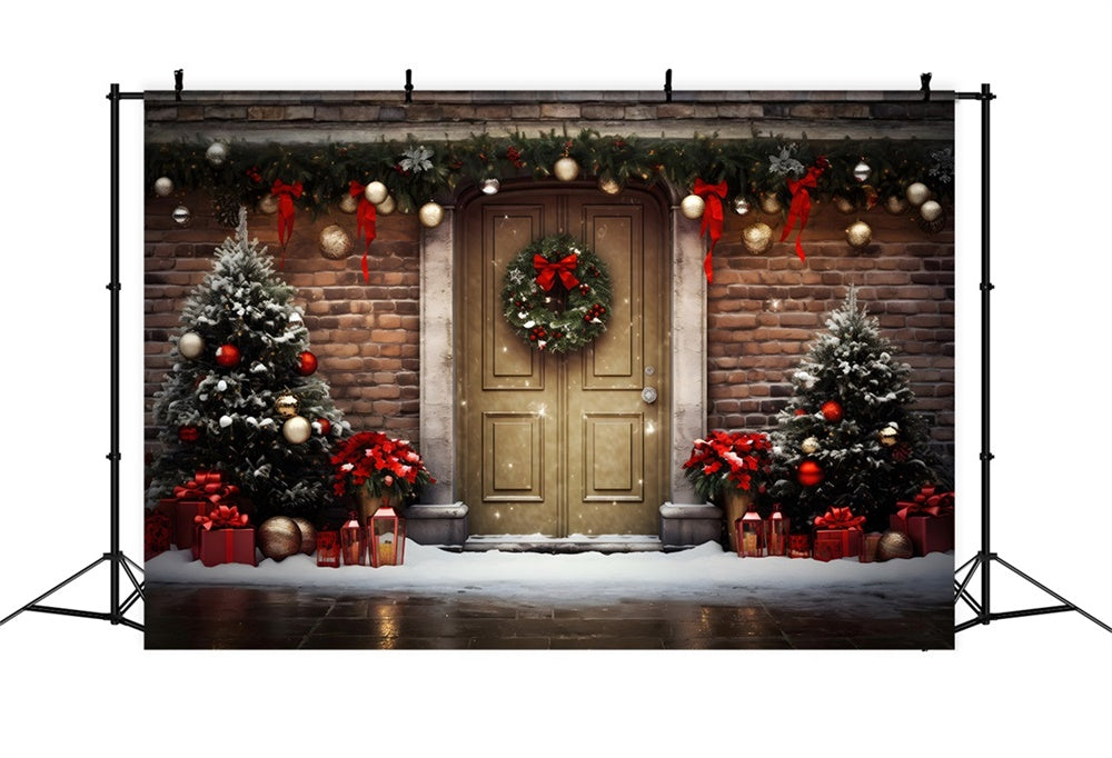 Christmas Traditional Red Door Backdrop RR8-199