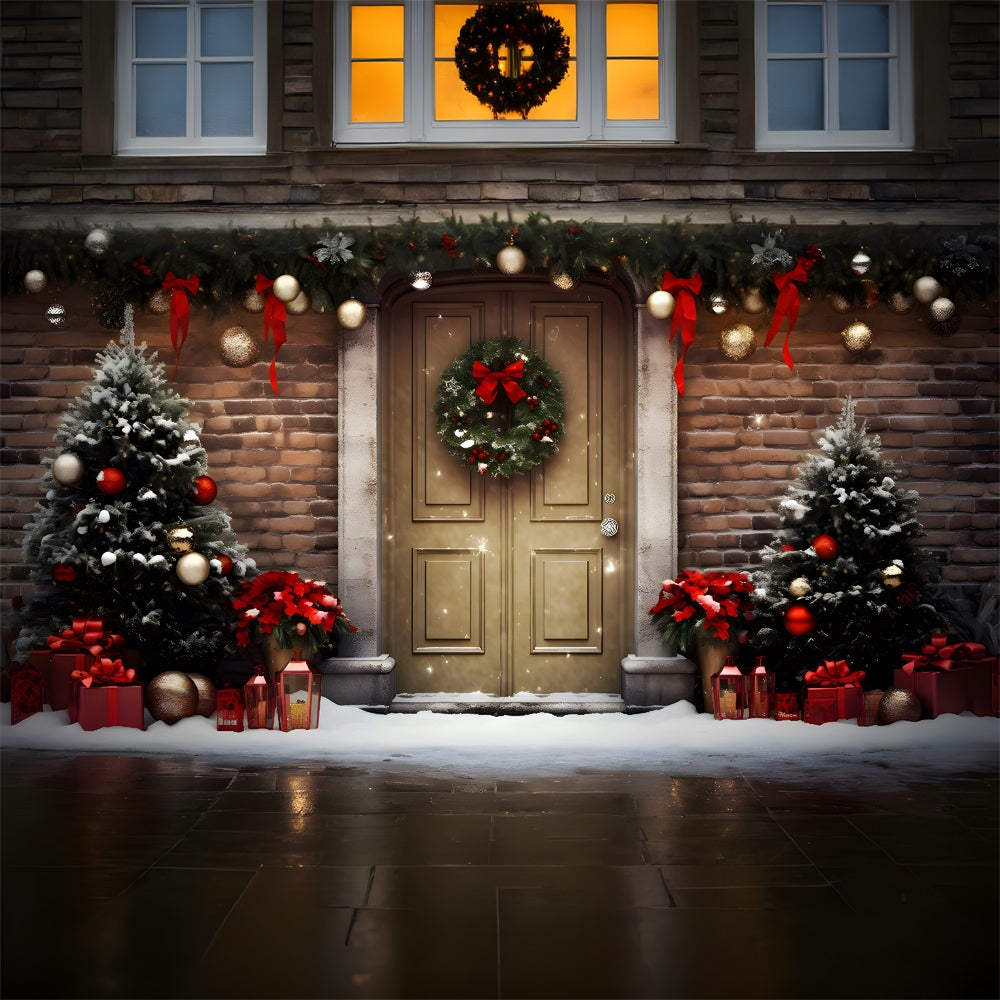 Christmas Traditional Red Door Backdrop RR8-199