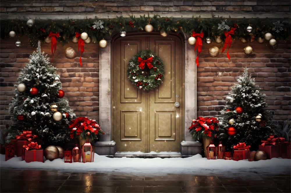 Christmas Traditional Red Door Backdrop RR8-199