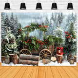 Winter Snowy Forest Christmas Trees Backdrop RR8-2