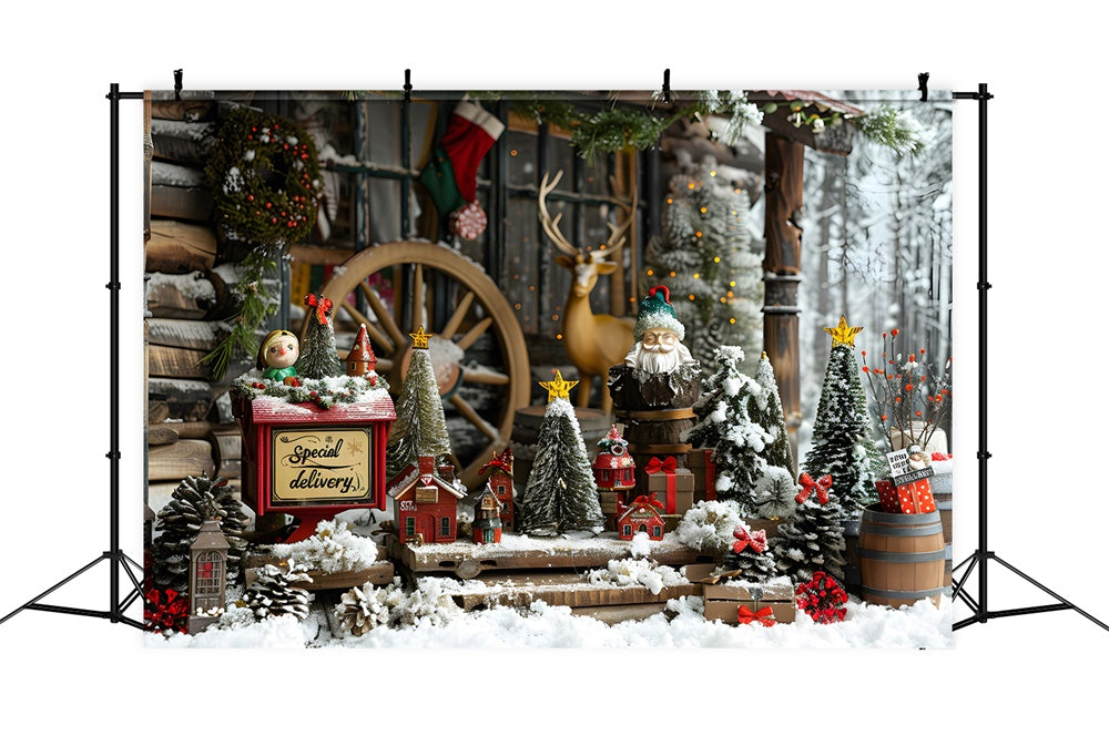 Little Christmas Trees Decors Snow Backdrop RR8-20