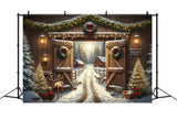 Christmas Rustic Barn Reindeer Backdrop RR8-203