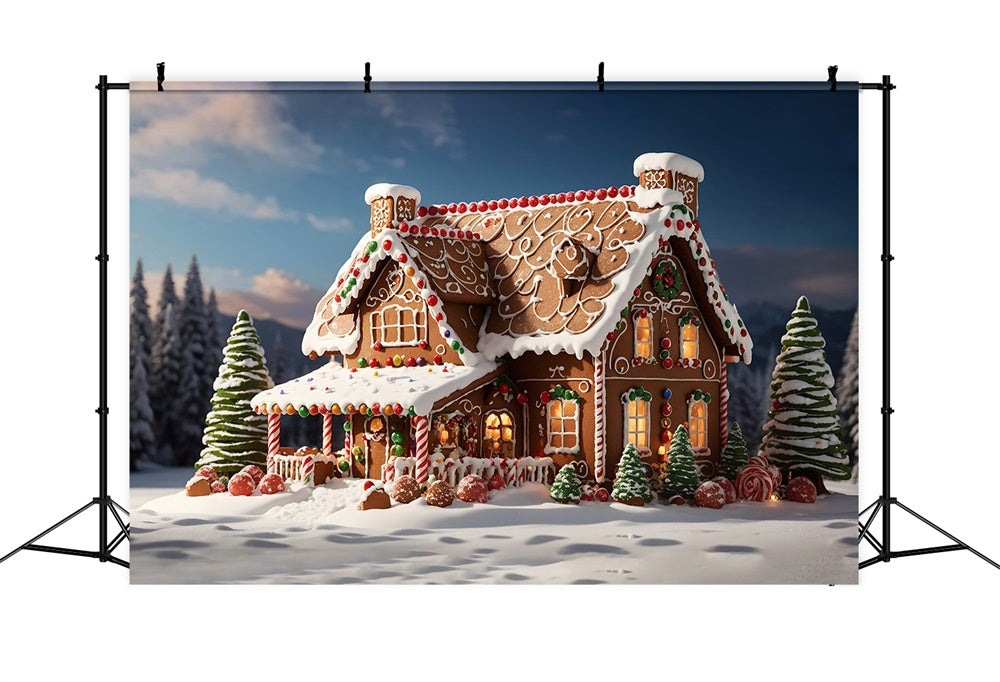 Christmas Gingerbread House Snow Backdrop RR8-205