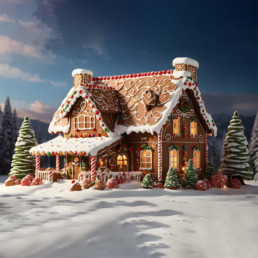 Christmas Gingerbread House Snow Backdrop RR8-205