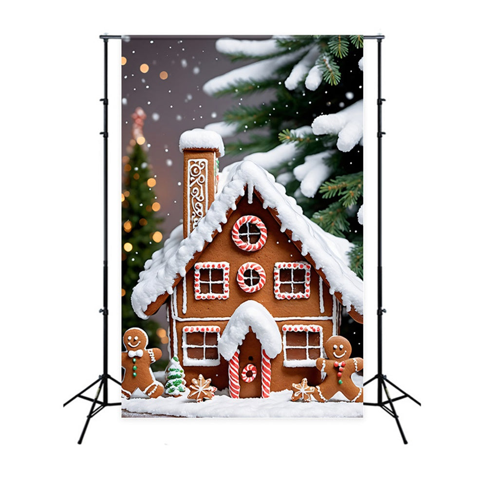 Christmas Gingerbread Cottage Figures Backdrop RR8-206