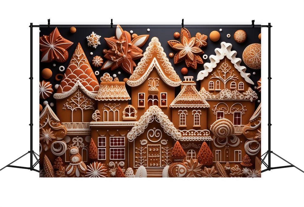 Christmas Gingerbread Candy Cottage Backdrop RR8-208