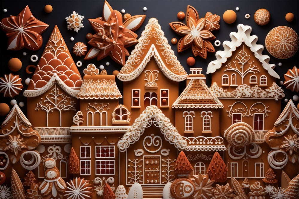 Christmas Gingerbread Candy Cottage Backdrop RR8-208