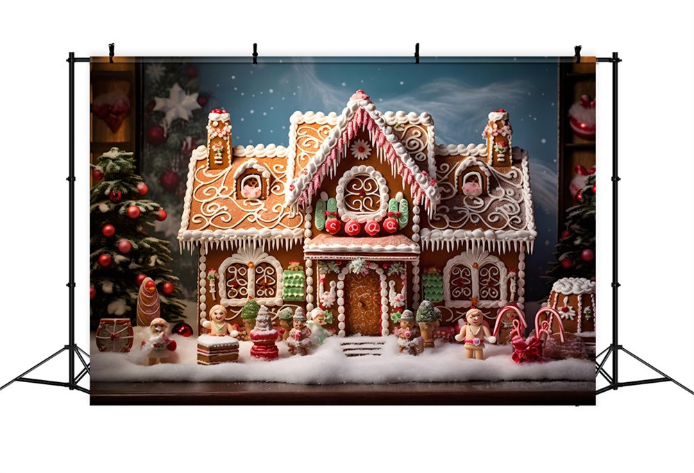 Christmas Cute Gingerbread Cottage Backdrop RR8-213